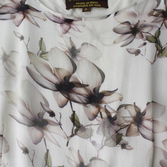 Anthropologie Asymmetrical Dress in Cream and Red Floral - Picture 8 of 12